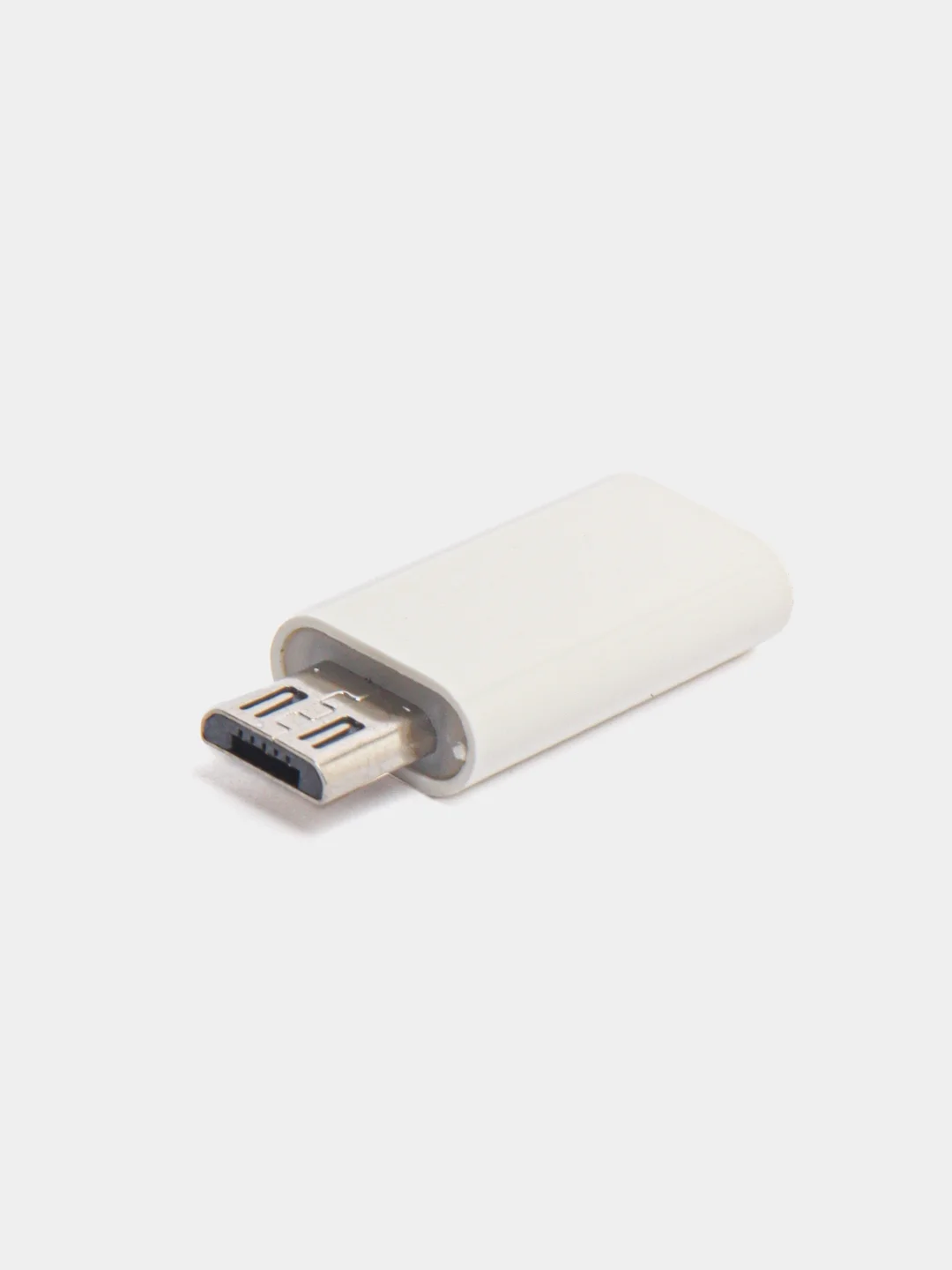 Белый адаптер переходник USB Type C на micro USB