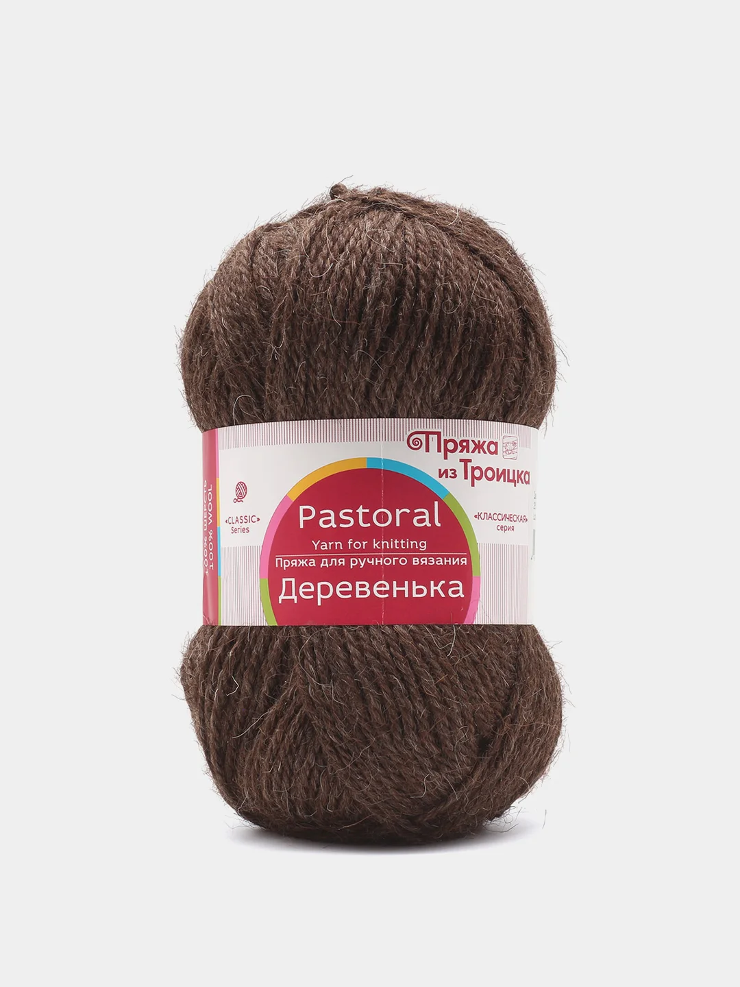 Коричневый пряжа Троицкая Деревенька 100% Шерсть 100г 170м