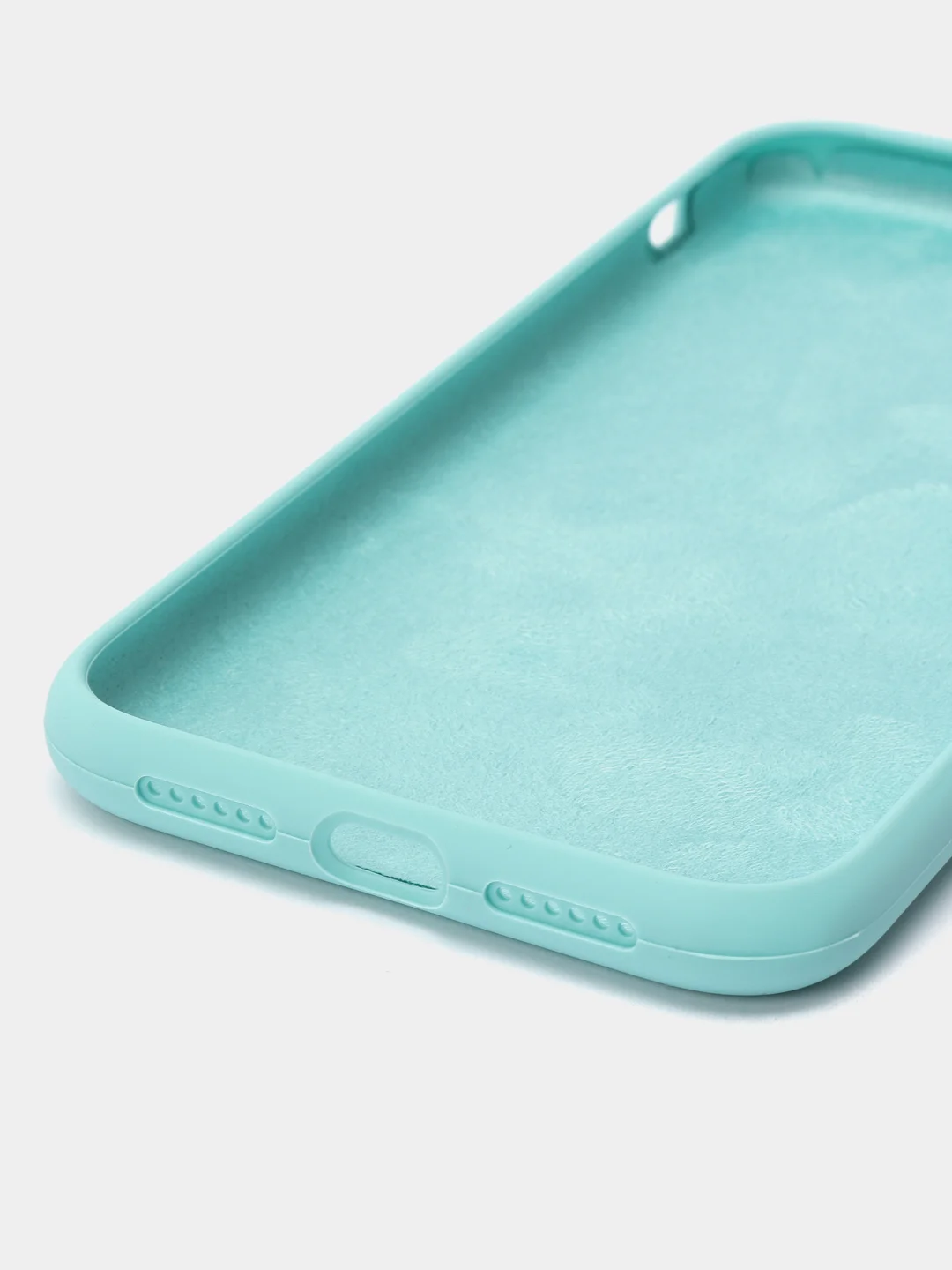 Бирюзовый чехол Silicon Case iPhone 11/12/12PRO MAX с защитой камеры с бархатной подкладкой БЕЗ LOGO