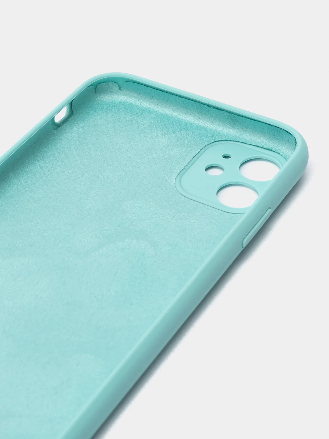 Бирюзовый чехол Silicon Case iPhone 11/12/12PRO MAX с защитой камеры с бархатной подкладкой БЕЗ LOGO
