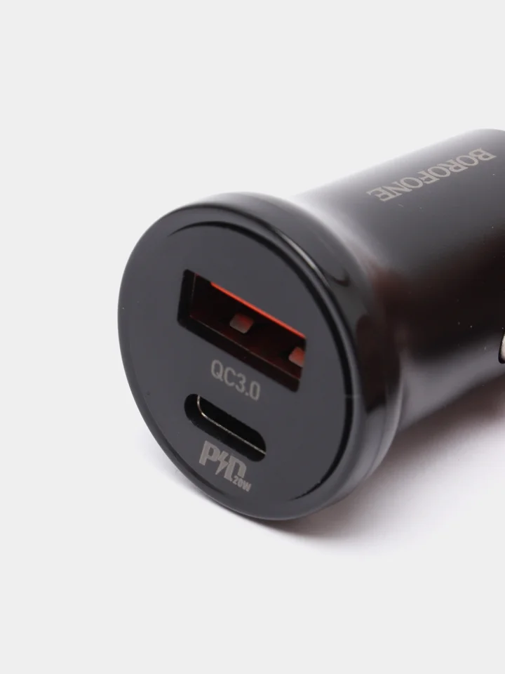 Черный автомобильное зарядное устройство USB 2,4A BOROFONE BZ18,BZ18A PD20W Quick Charge 3.0