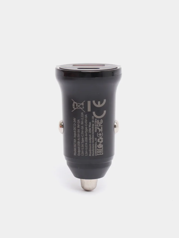 Черный автомобильное зарядное устройство USB 2,4A BOROFONE BZ18,BZ18A PD20W Quick Charge 3.0