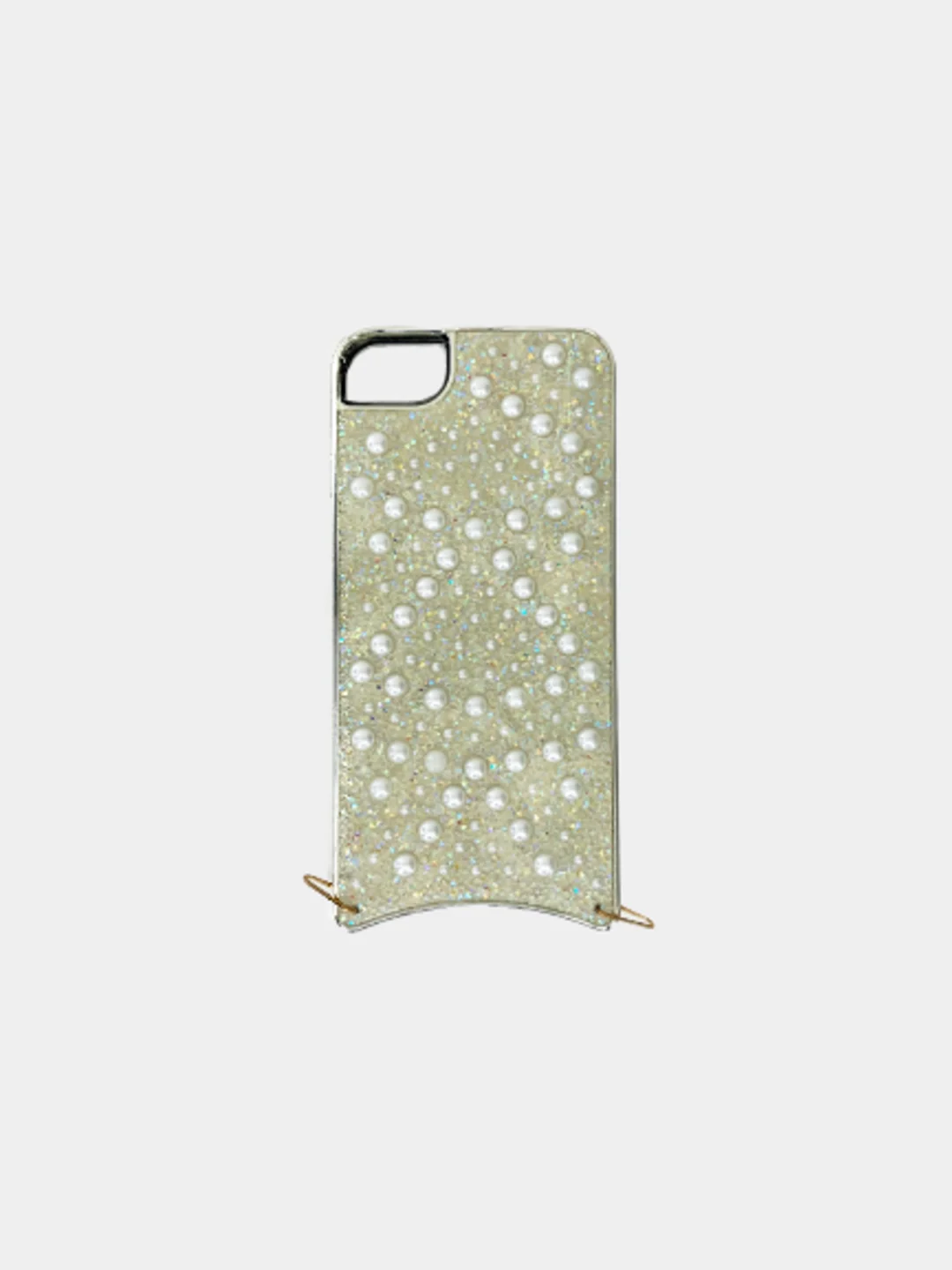 Кремовый чехол с цепочкой iPhone 6 / 7 / 8 / Se 2020 / 6 Plus / 7 Plus / 8 Plus стразы, жемчуг