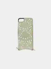 Кремовый чехол с цепочкой iPhone 6 / 7 / 8 / Se 2020 / 6 Plus / 7 Plus / 8 Plus стразы, жемчуг
