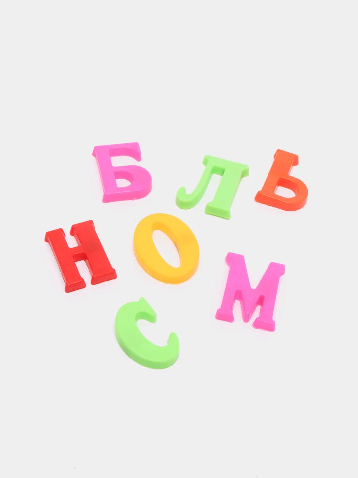 Алфавит магнитный русский язык, цифры магнитные в банке, 59 деталей, цвета МИКС