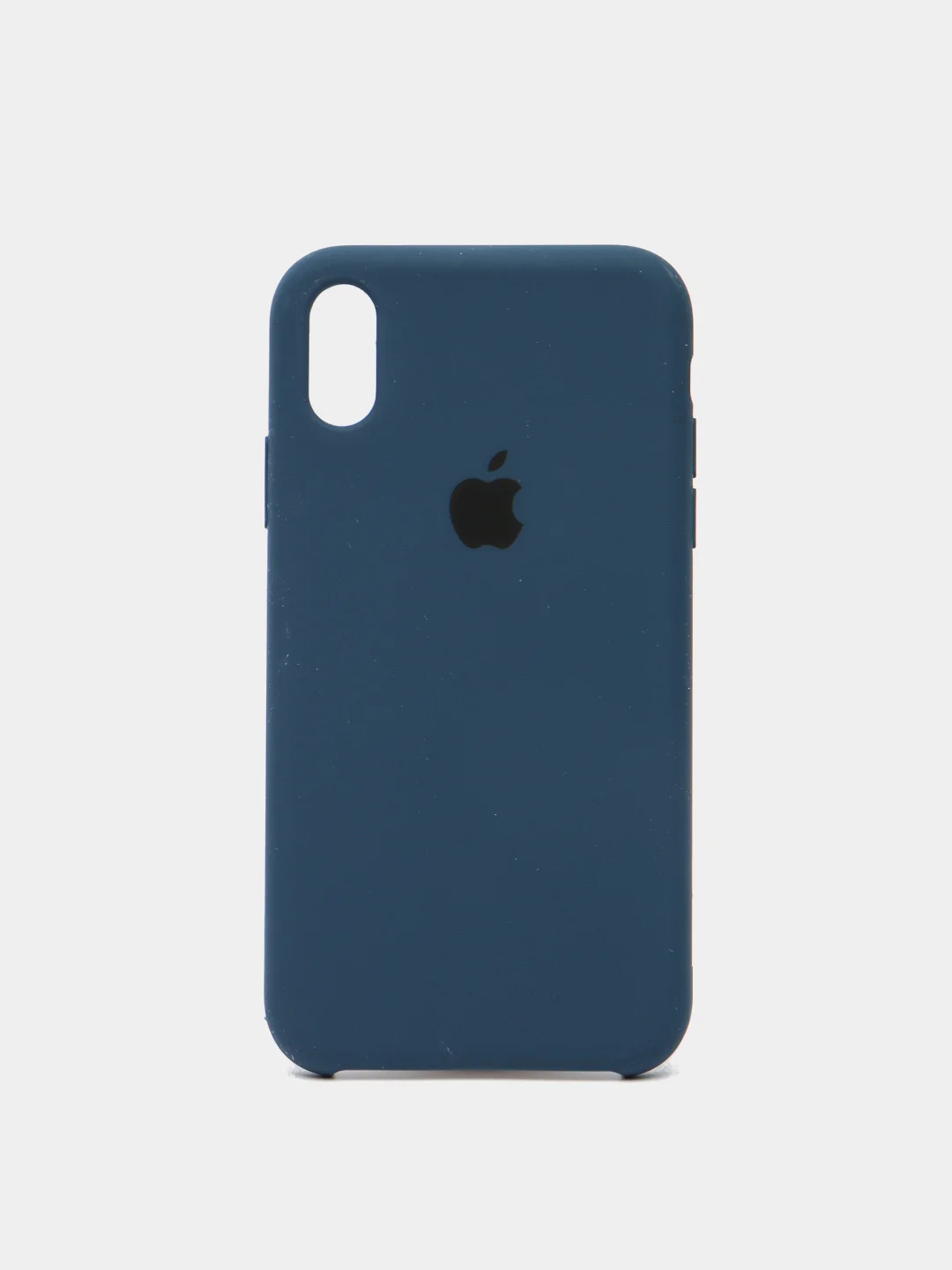 Синий меланж защитный силиконовый чехол для iPhone XR с яблоком