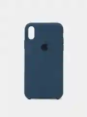 Синий меланж защитный силиконовый чехол для iPhone XR с яблоком