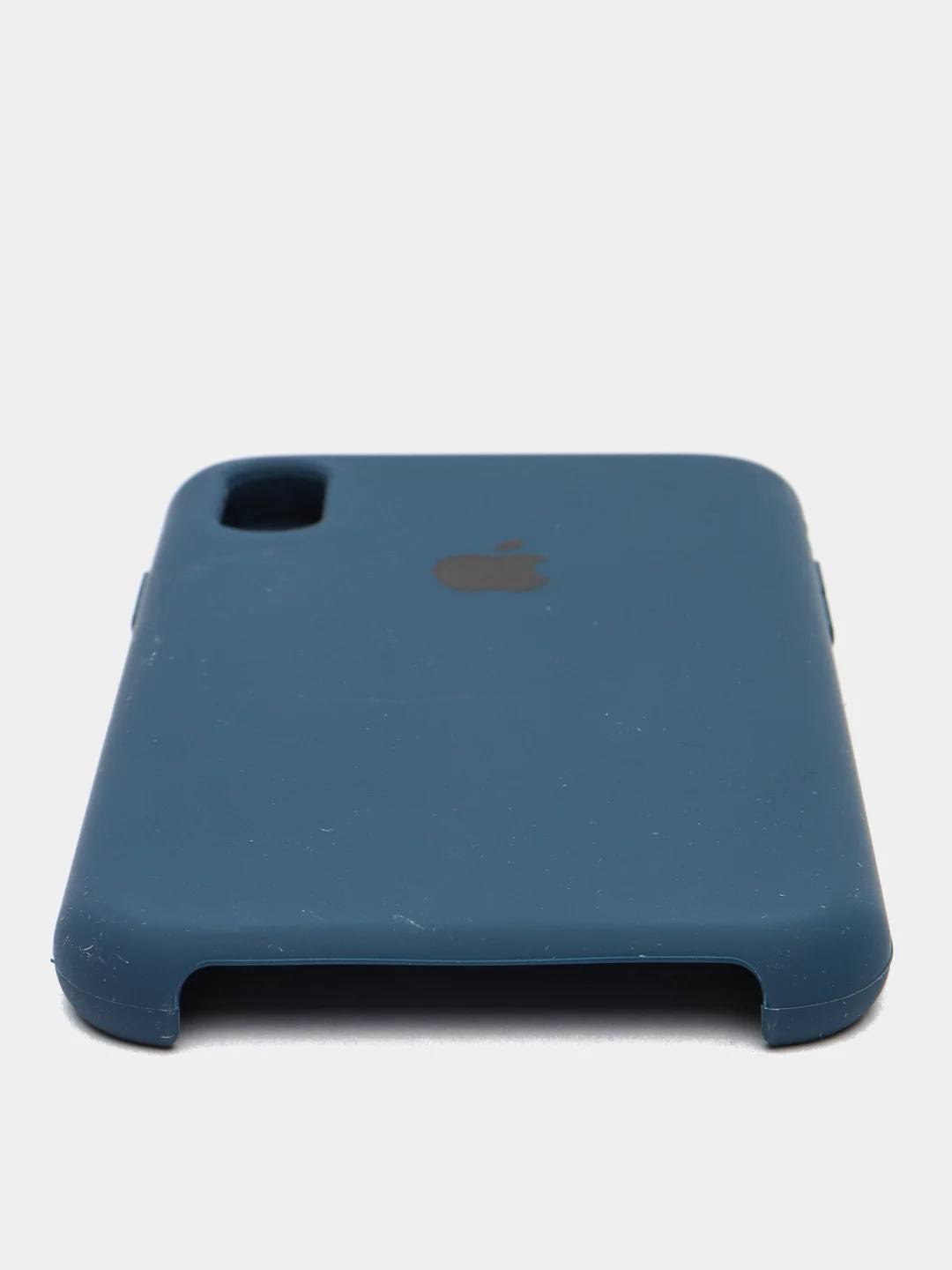 Синий меланж защитный силиконовый чехол для iPhone XR с яблоком