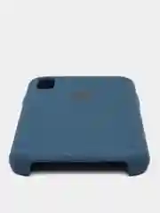 Синий меланж защитный силиконовый чехол для iPhone XR с яблоком