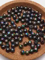 Черный бусины жемчужные, акриловые , 6 мм