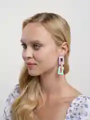 Сиреневый серьги "Цепи"