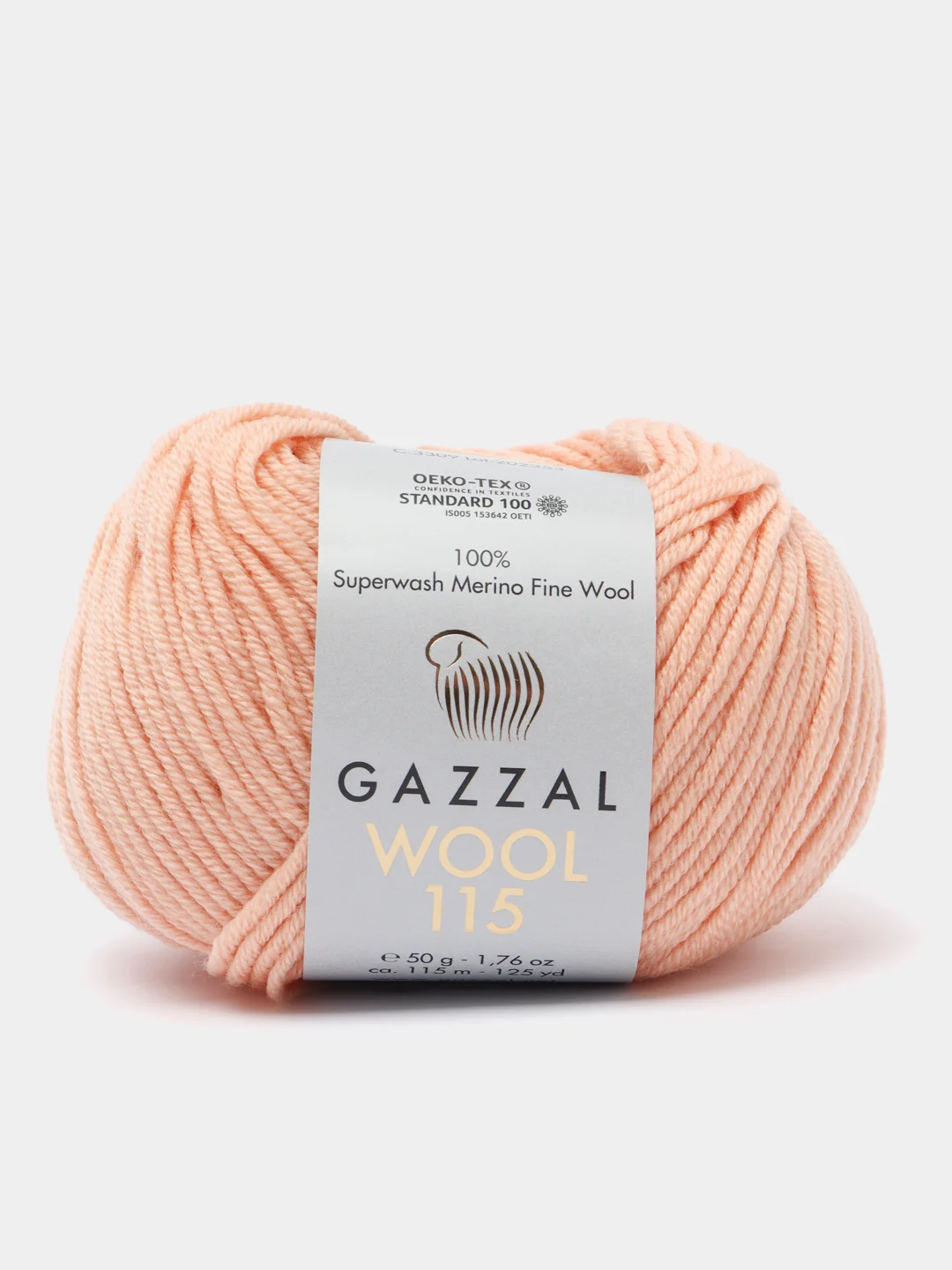 Карамельный пряжа Gazzal Wool 115, мериносовая шерсть, 50г/115м