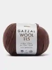Коричневый пряжа Gazzal Wool 115, мериносовая шерсть, 50г/115м