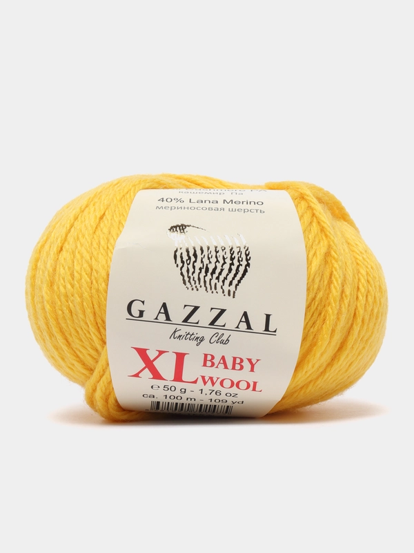 Пряжа Gazzal Baby Wool XL, 40% шерсть мериноса, 20% кашемир ПА, 40% акрил, 50 г, 100 м