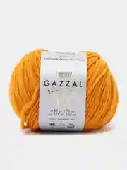 Горчичный пряжа Gazzal Wool 115, мериносовая шерсть, 50г/115м