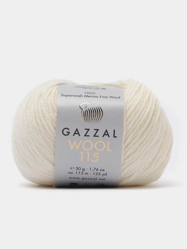 Пряжа Gazzal Wool 115, мериносовая шерсть, 50г/115м
