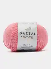 Кораллово-розовый пряжа Gazzal Wool 115, мериносовая шерсть, 50г/115м