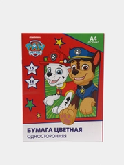 Бумага цветная односторонняя "Щенячий патруль", А4, 16 листов, 16 цветов