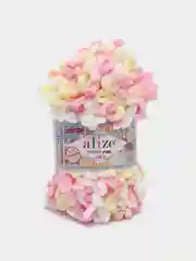 Пудровый пряжа Alize Puffy fine Color Пуффи Файн Колор петельки
