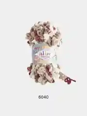 Золотистый хаки пряжа Alize Puffy fine Color Пуффи Файн Колор петельки