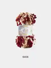 Марсала пряжа Alize Puffy fine Color Пуффи Файн Колор петельки