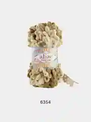 Песочный хаки пряжа Alize Puffy fine Color Пуффи Файн Колор петельки
