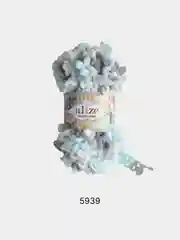 Бирюзовый пряжа Alize Puffy fine Color Пуффи Файн Колор петельки