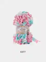 Синий пряжа Alize Puffy fine Color Пуффи Файн Колор петельки