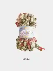 Оливковый пряжа Alize Puffy fine Color Пуффи Файн Колор петельки