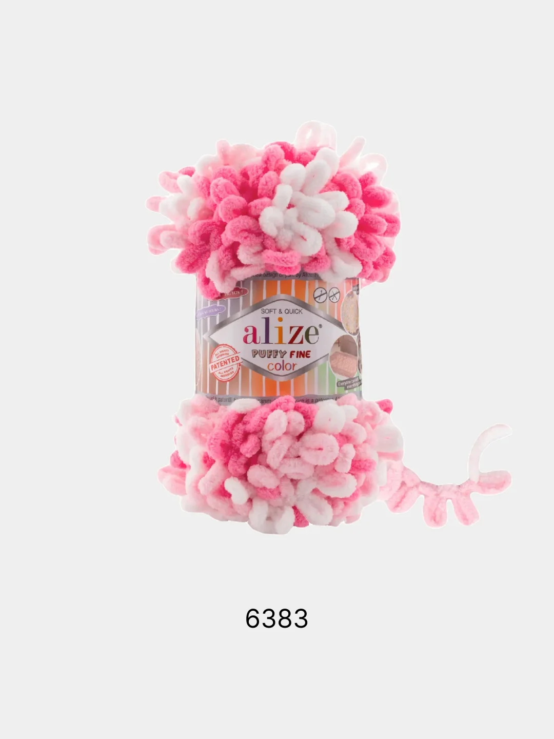 Сиреневый пряжа Alize Puffy fine Color Пуффи Файн Колор петельки