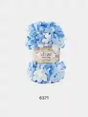 Светло-синий пряжа Alize Puffy fine Color Пуффи Файн Колор петельки