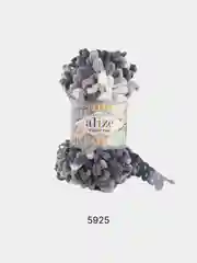 Серый пряжа Alize Puffy fine Color Пуффи Файн Колор петельки