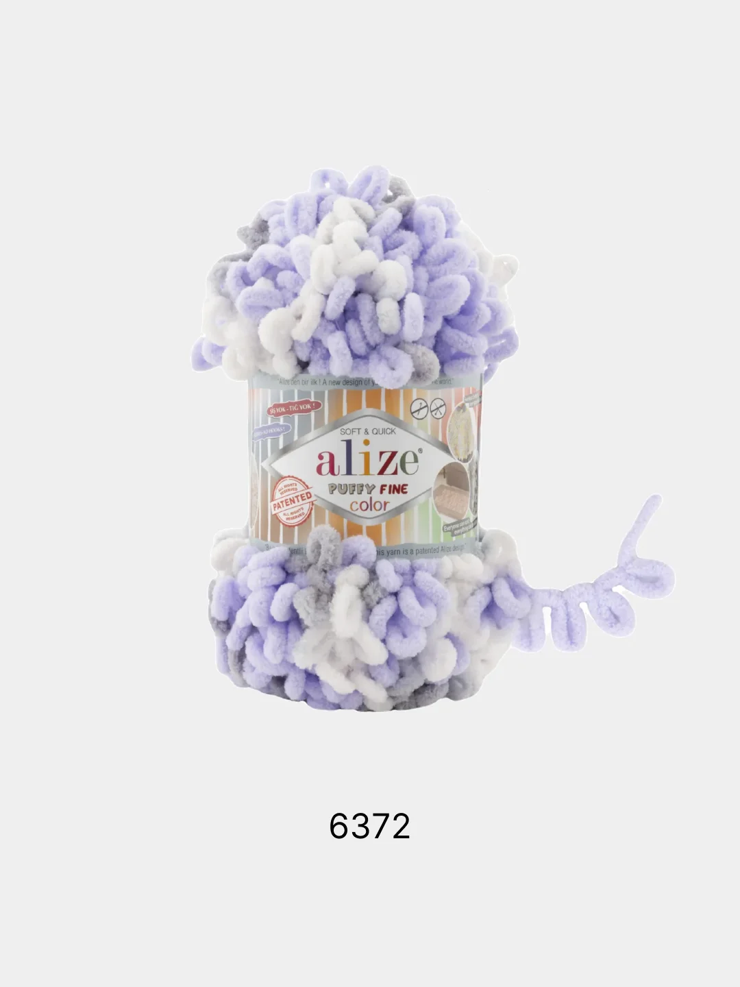 Ледяной пряжа Alize Puffy fine Color Пуффи Файн Колор петельки