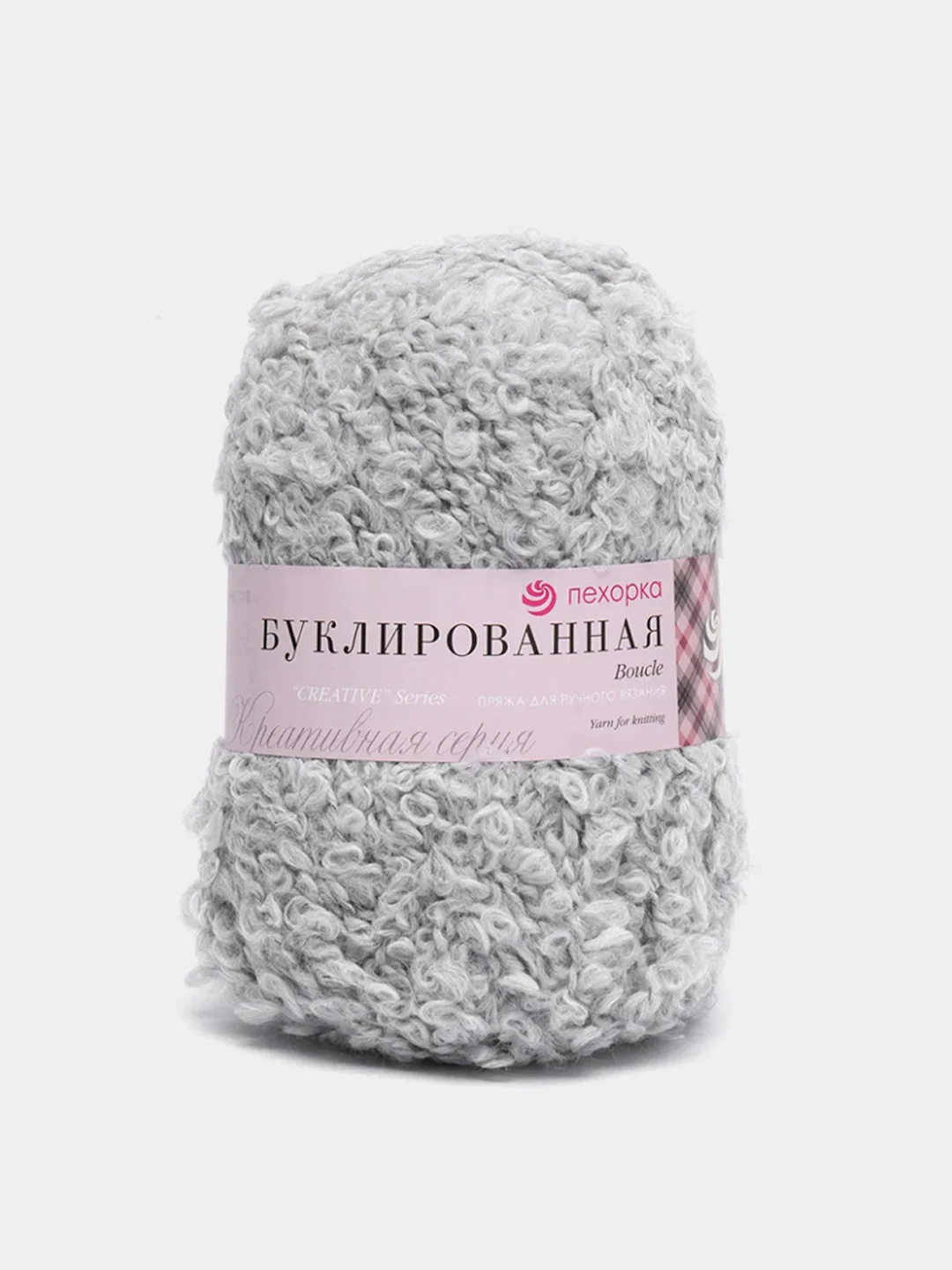 Серый пряжа Пехорка Буклированная 30% мохер, 20% шерсть, 50% акрил, 200г 220м