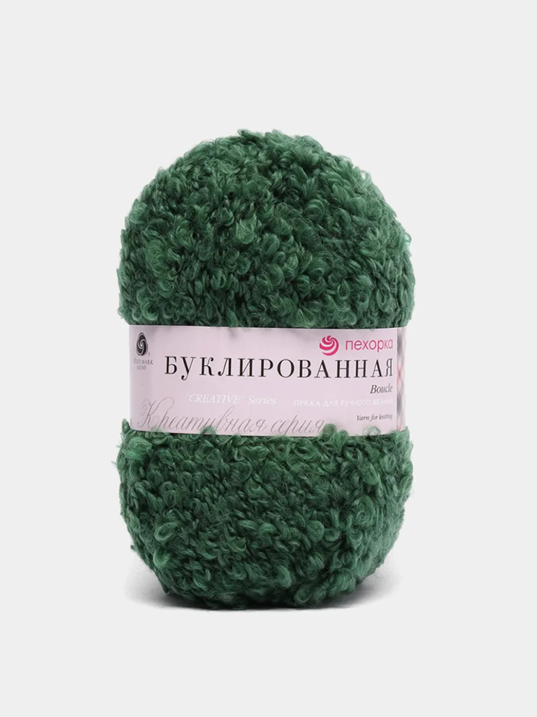Зеленый пряжа Пехорка Буклированная 30% мохер, 20% шерсть, 50% акрил, 200г 220м