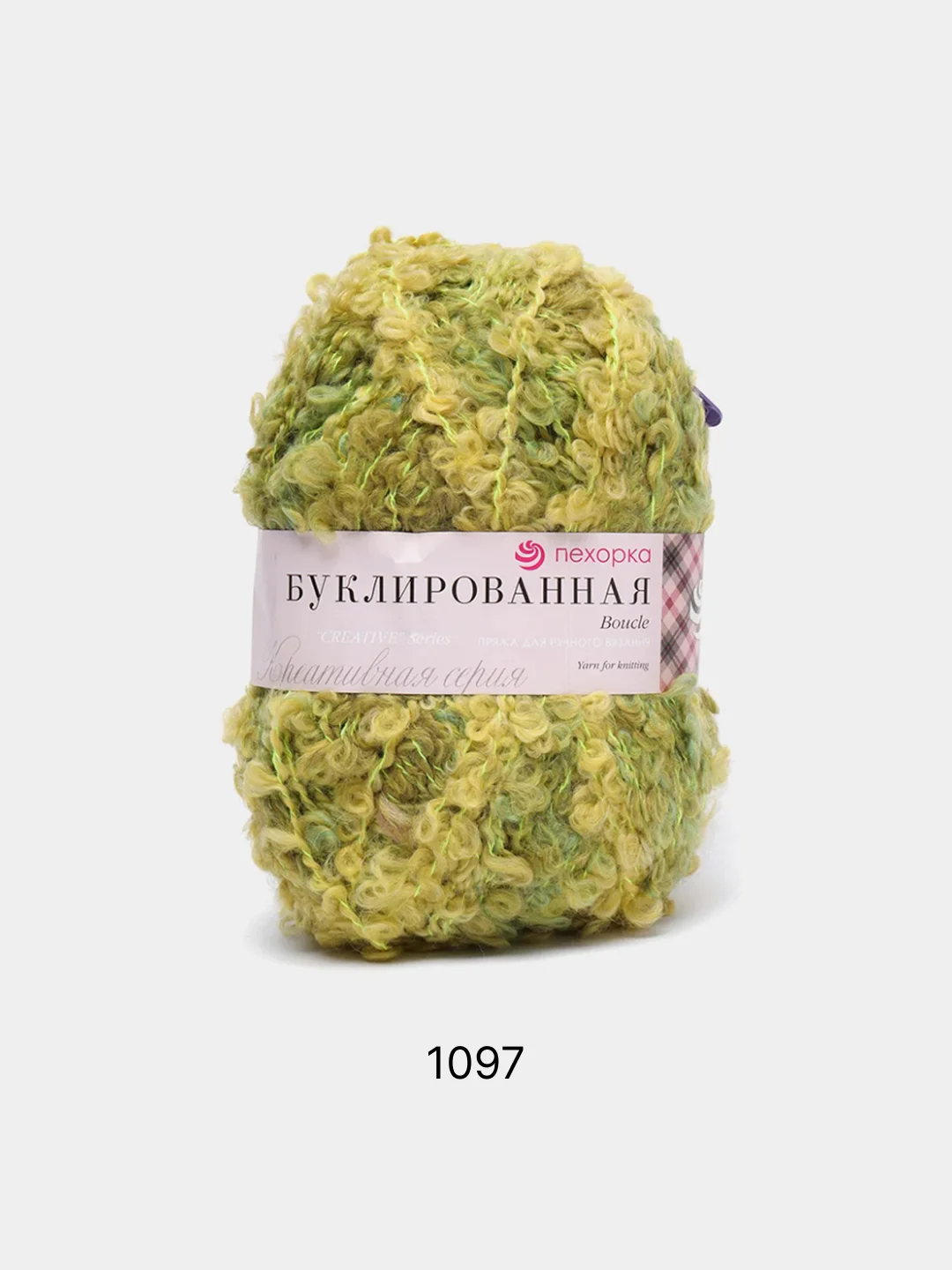 Оливковый пряжа Пехорка Буклированная 30% мохер, 20% шерсть, 50% акрил, 200г 220м