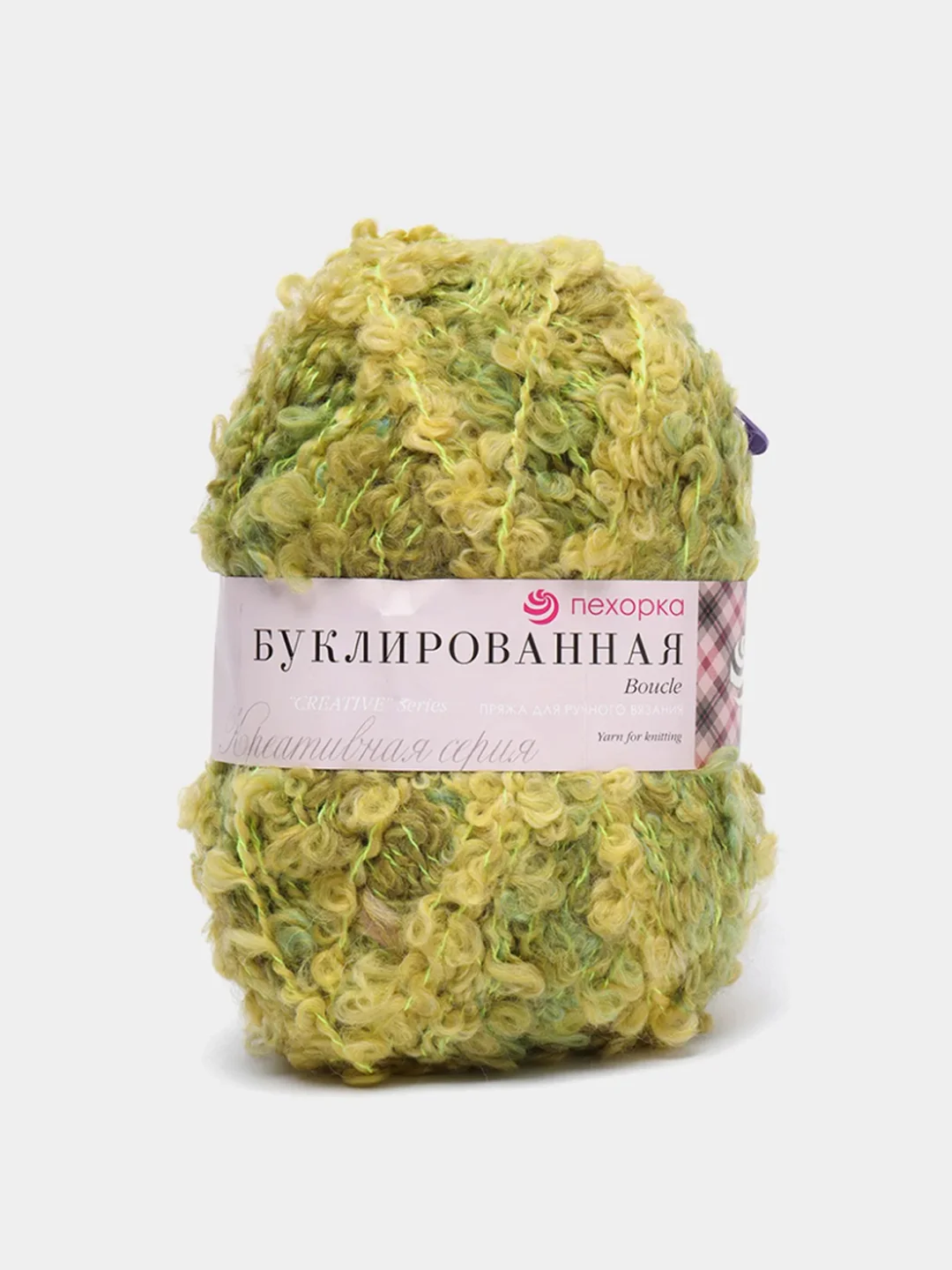 Оливковый пряжа Пехорка Буклированная 30% мохер, 20% шерсть, 50% акрил, 200г 220м