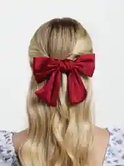 Бордовый бант для волос на заколке, атласный
