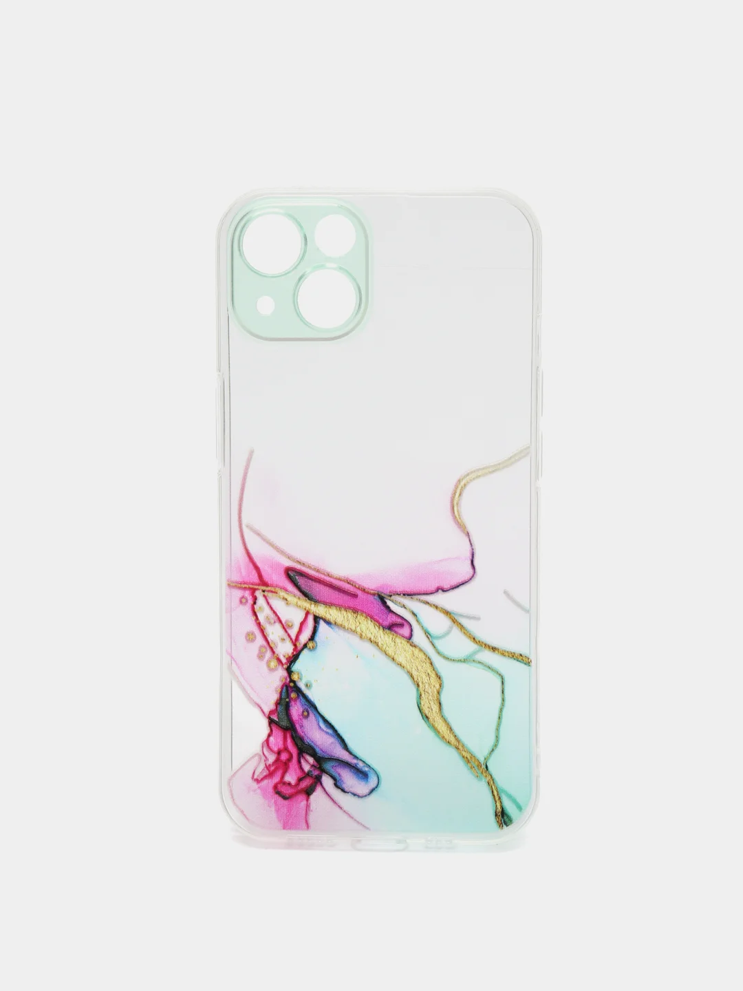 Бирюзовый чехол Silicone Case для iPhone 13,12,11,XS,X,Pro,Max силиконовый (айфон) с акварельным рис
