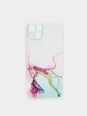 Бирюзовый чехол Silicone Case для iPhone 13,12,11,XS,X,Pro,Max силиконовый (айфон) с акварельным рис