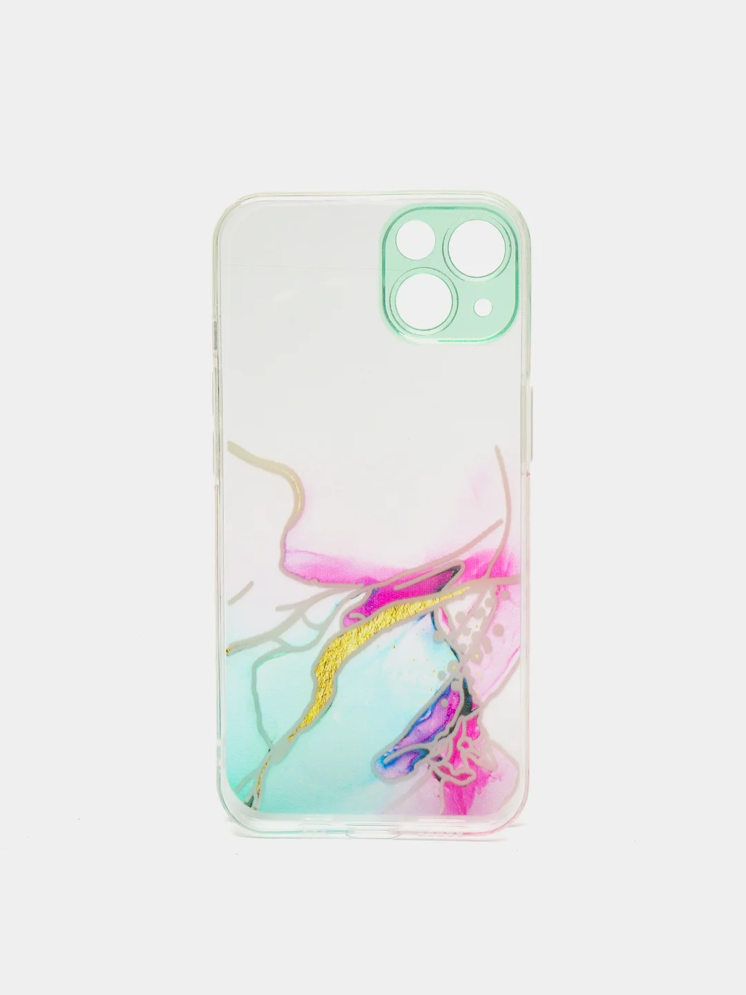 Бирюзовый чехол Silicone Case для iPhone 13,12,11,XS,X,Pro,Max силиконовый (айфон) с акварельным рис