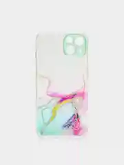 Бирюзовый чехол Silicone Case для iPhone 13,12,11,XS,X,Pro,Max силиконовый (айфон) с акварельным рис