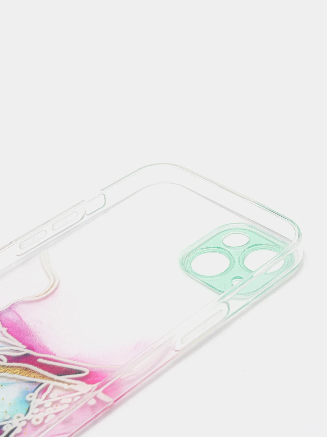 Бирюзовый чехол Silicone Case для iPhone 13,12,11,XS,X,Pro,Max силиконовый (айфон) с акварельным рис
