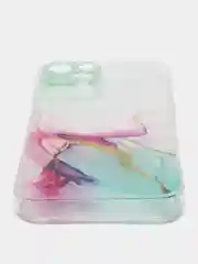 Бирюзовый чехол Silicone Case для iPhone 13,12,11,XS,X,Pro,Max силиконовый (айфон) с акварельным рис