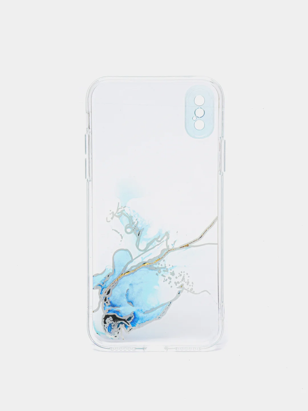 Голубой чехол Silicone Case для iPhone 13,12,11,XS,X,Pro,Max силиконовый (айфон) с акварельным рис