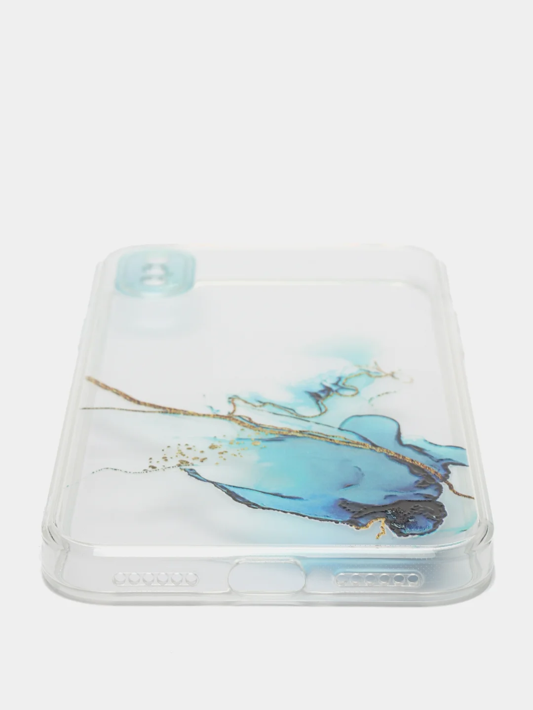 Голубой чехол Silicone Case для iPhone 13,12,11,XS,X,Pro,Max силиконовый (айфон) с акварельным рис