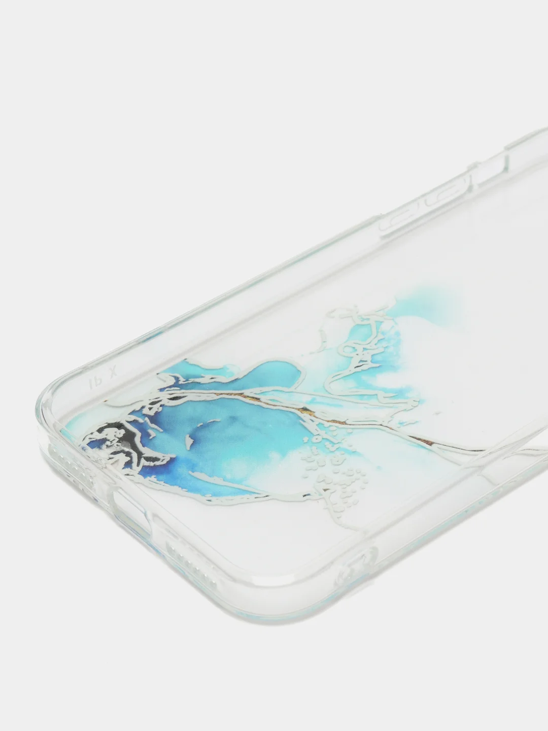 Голубой чехол Silicone Case для iPhone 13,12,11,XS,X,Pro,Max силиконовый (айфон) с акварельным рис