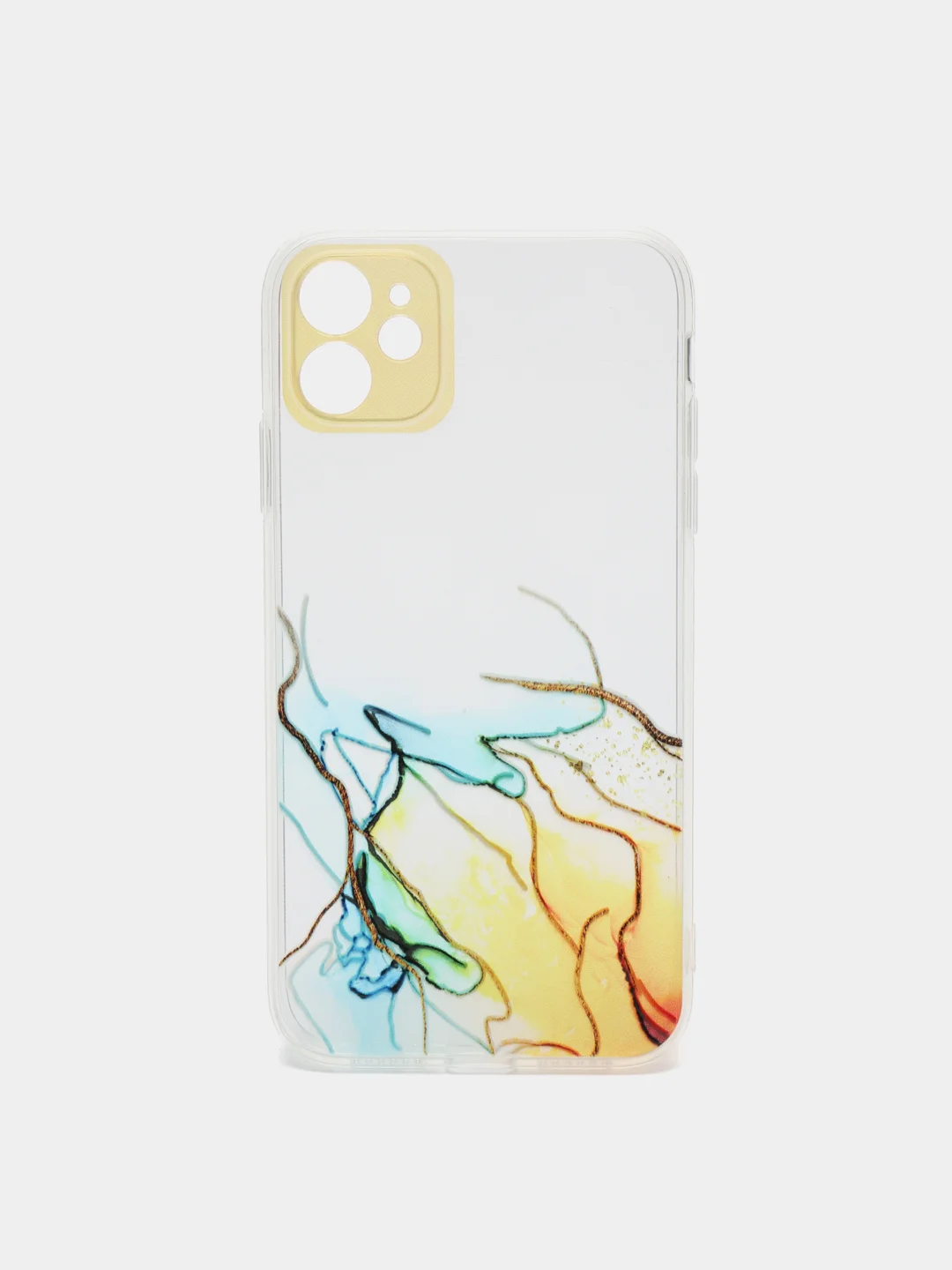 Желтый чехол Silicone Case для iPhone 13,12,11,XS,X,Pro,Max силиконовый (айфон) с акварельным рис