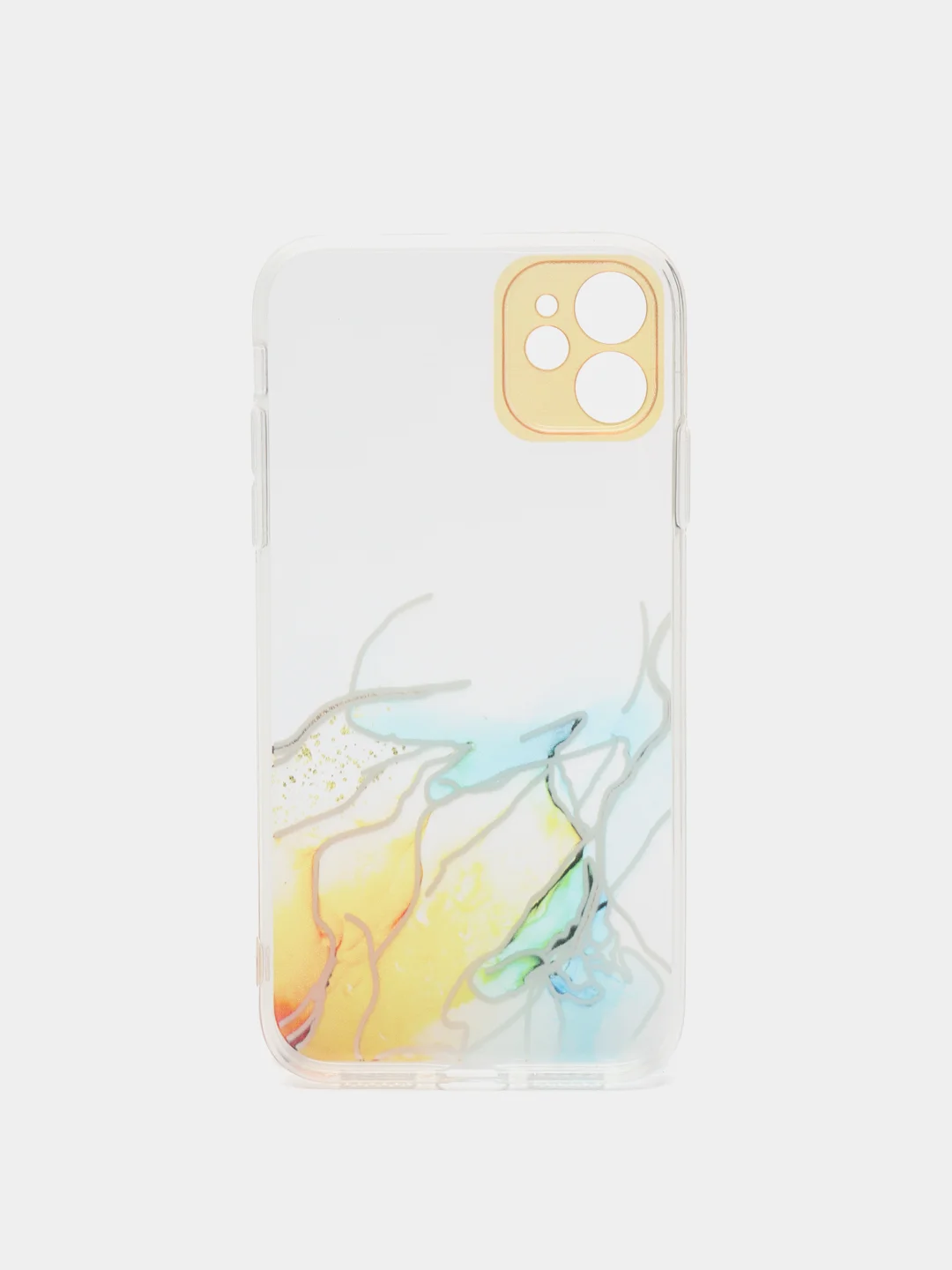 Желтый чехол Silicone Case для iPhone 13,12,11,XS,X,Pro,Max силиконовый (айфон) с акварельным рис