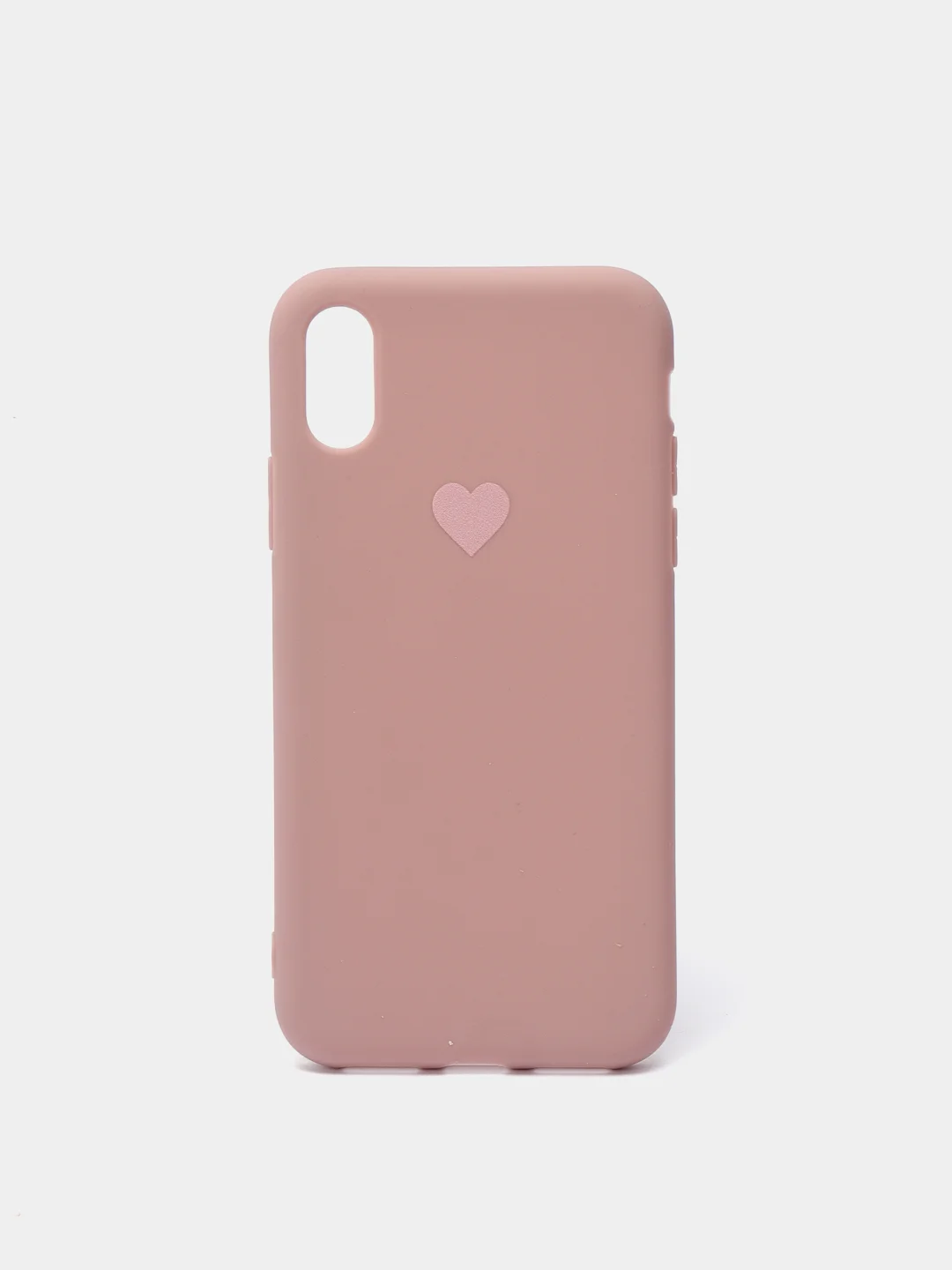 Розовый матовый чехол с сердцем на Apple iphone 11, 11Pro, 11ProMax, XS, XSMax, XR, X, 7/8Plus,7/8